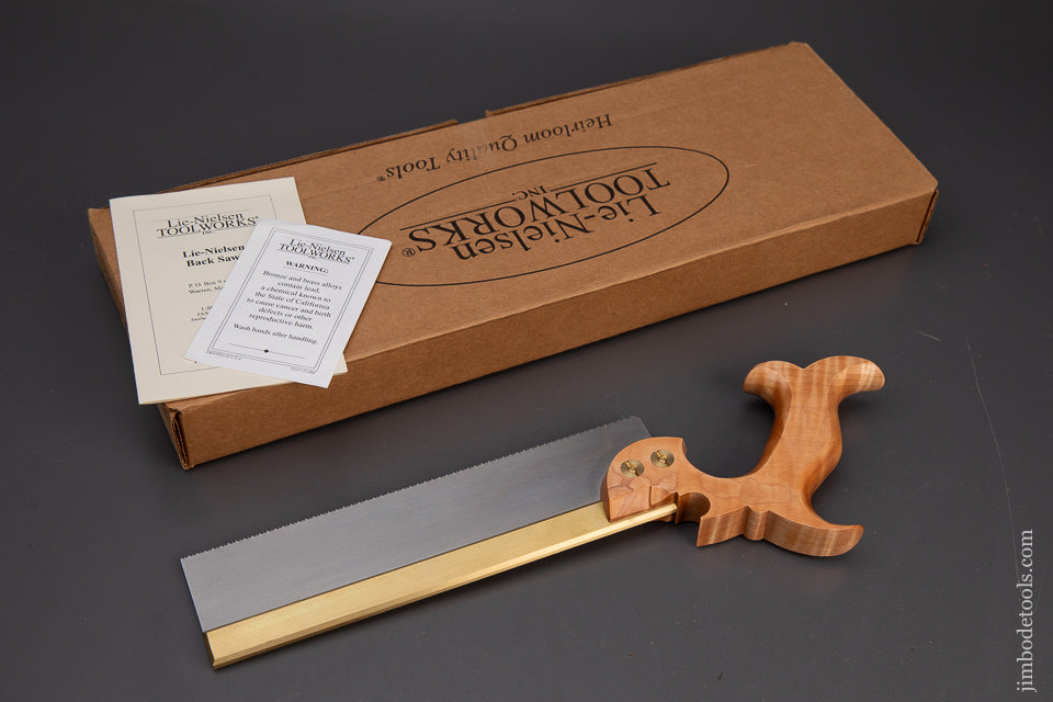 Discontinued-Tiger-Maple-LIE-NIELSEN-Brass-Back-Dovetail-Saw-Mint-in-Box-119846