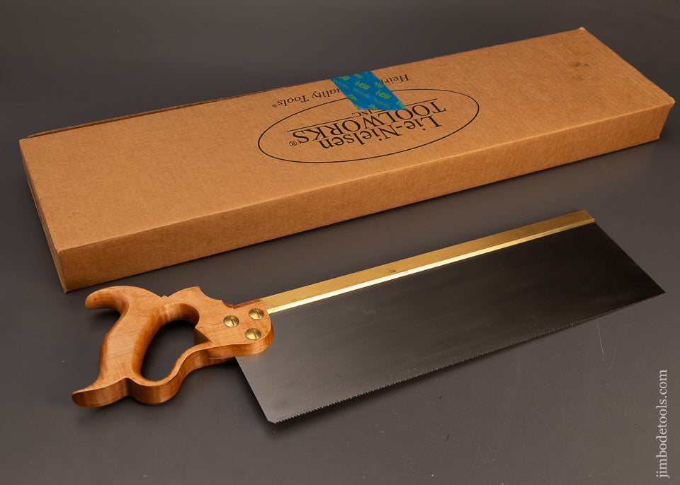 Mint-in-Box-LIE-NIELSEN-16-Inch-Brass-Back-Tenon-Saw-with-Tiger-Maple-Handle-Discontinued-119861