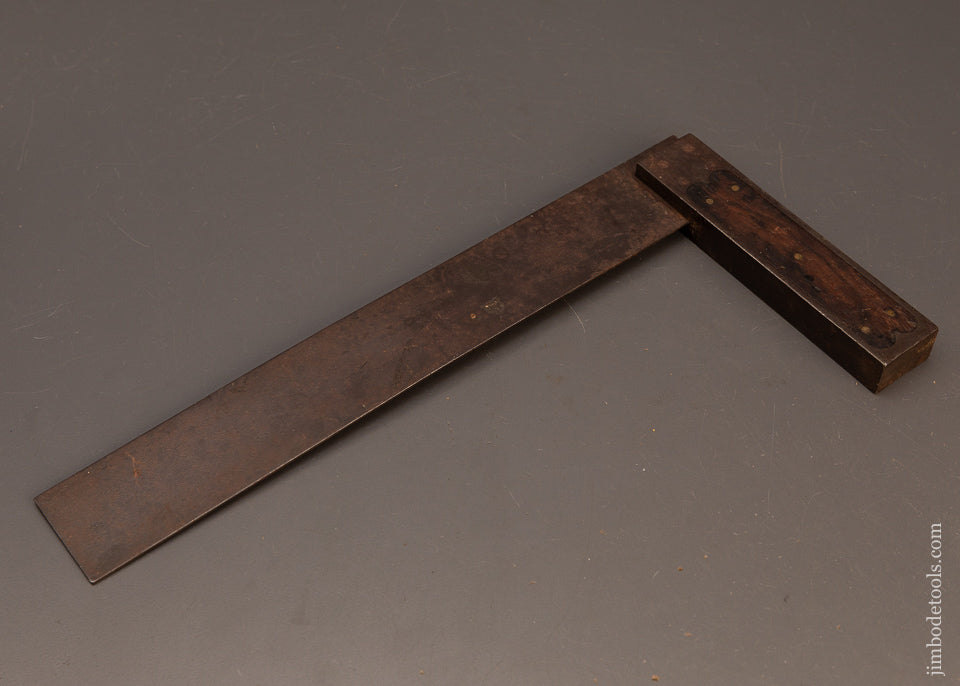 Rare-ST.-JOHNSBURY-TOOL-CO.-Rosewood-Infill-Try-Square-12-Inch-119868