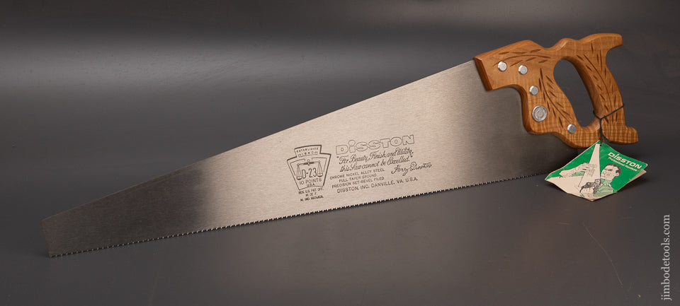 New-Old-Stock-DISSTON-D-23-Hand-Saw-with-Tiger-Maple-Handle-119913
