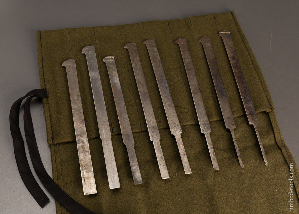 Fine Graduated Set of 8 MOULSON BROTHERS Plow Plane Irons - 120097