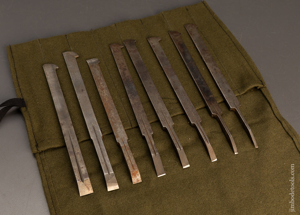 Fine Graduated Set of 8 MOULSON BROTHERS Plow Plane Irons - 120097