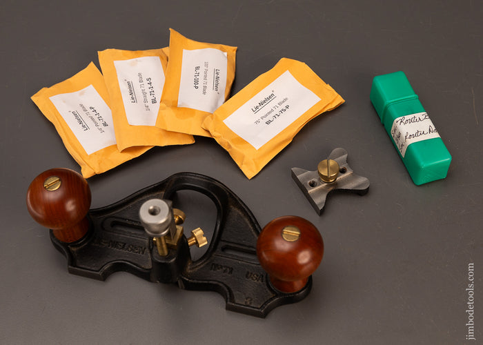 LIE-NIELSEN-No.-71-Router-Plane-with-6-Blades-&-Fence-Near-Mint-120139
