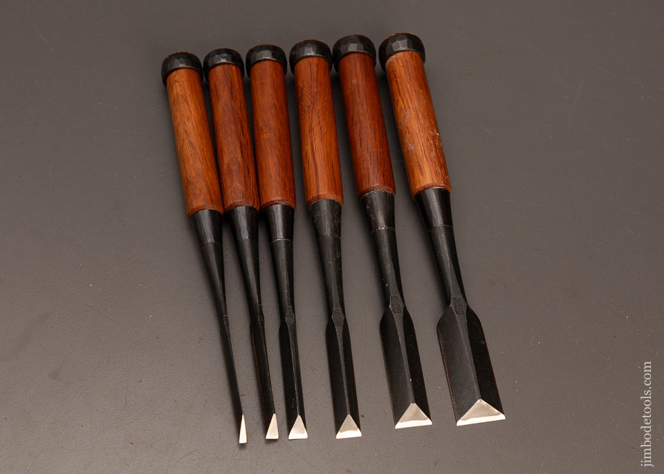 Mint-Set-of-6-FUJIHIRO-White-Steel-Dovetail-Chisels-120161