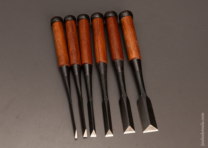 Mint-Set-of-6-FUJIHIRO-White-Steel-Dovetail-Chisels-120161
