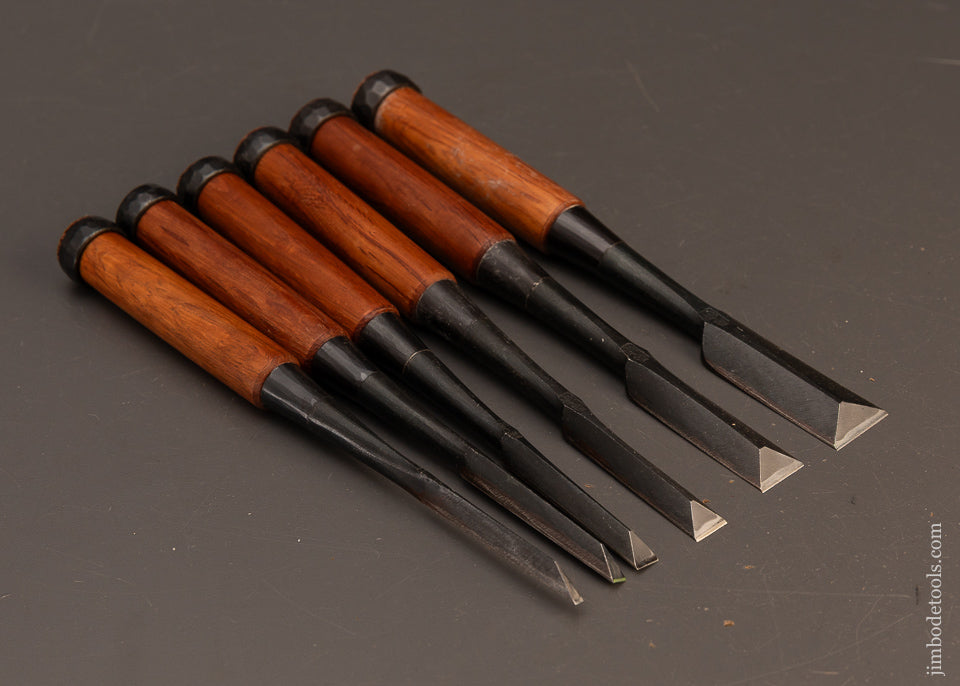 Mint-Set-of-6-FUJIHIRO-White-Steel-Dovetail-Chisels-120161