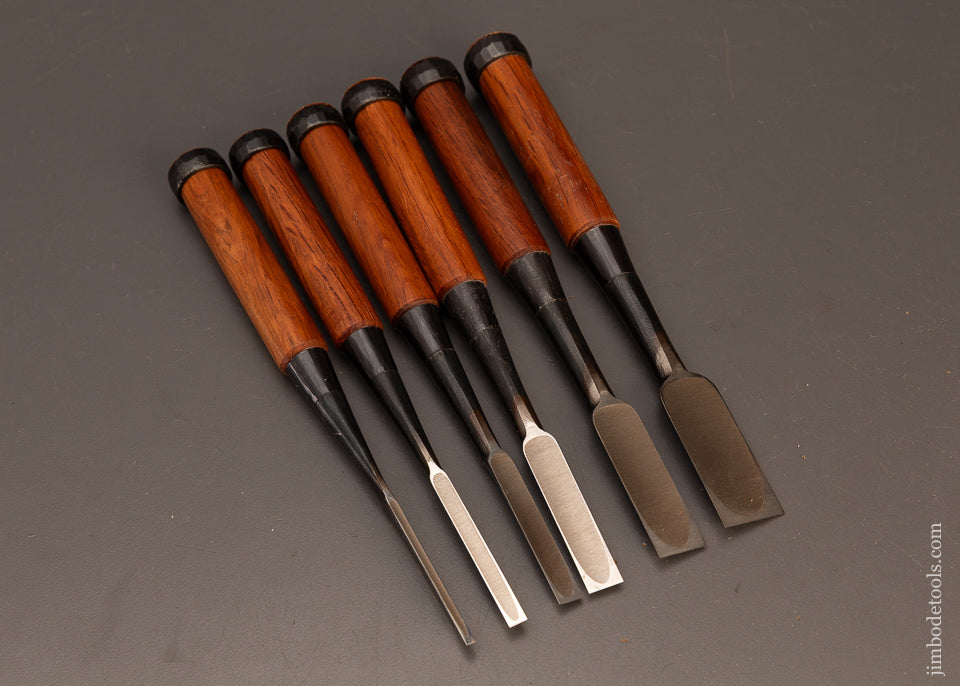 Mint-Set-of-6-FUJIHIRO-White-Steel-Dovetail-Chisels-120161