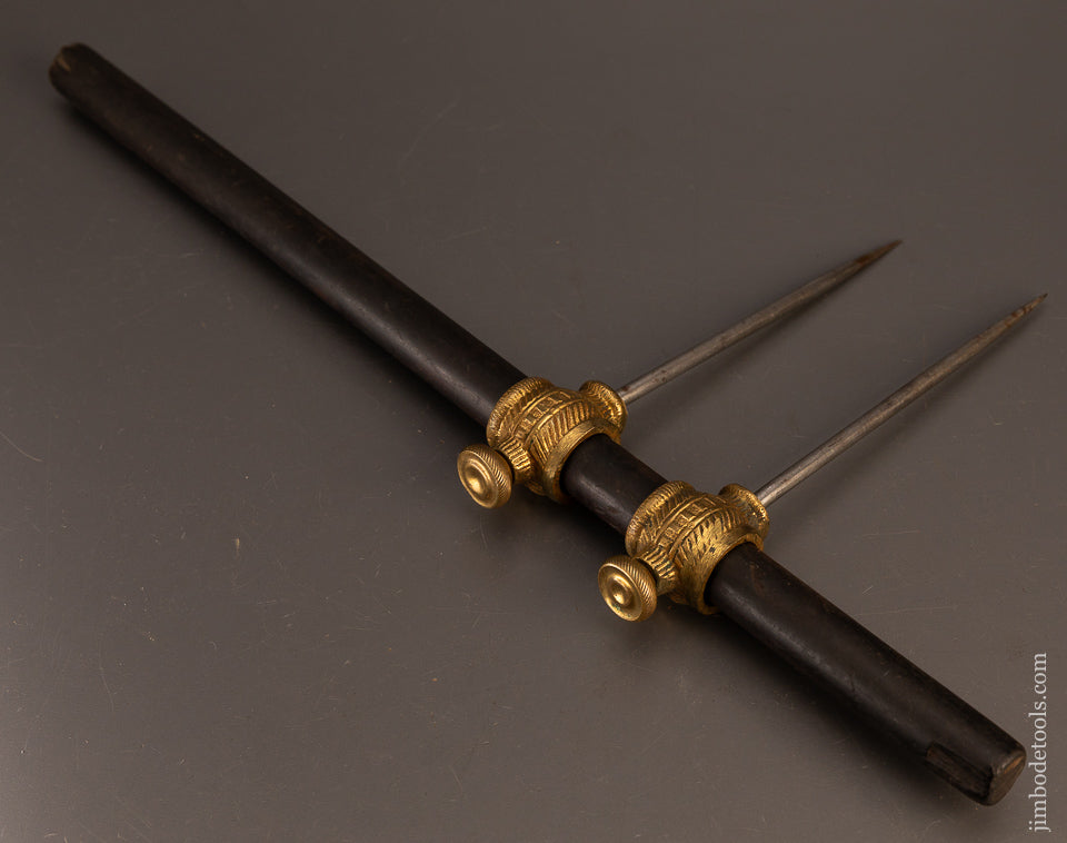 Gorgeous-8-Inch-Brass-Trammel-Points-on-Round-Ebony-Beam-120168