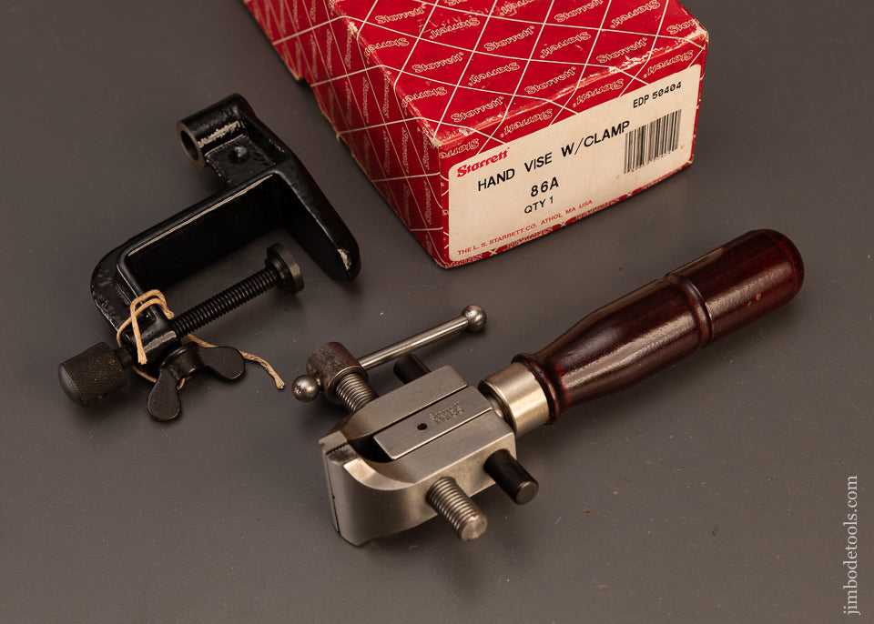 STARRETT No. 86A Hand Vise with Bench Clamp Mint in Box - 120237