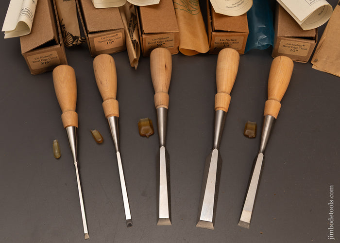 Mint-in-Box-Set-of-5-LIE-NIELSEN-Bevel-Edge-Chisels-Unused-120284-AS-OF-APR-8