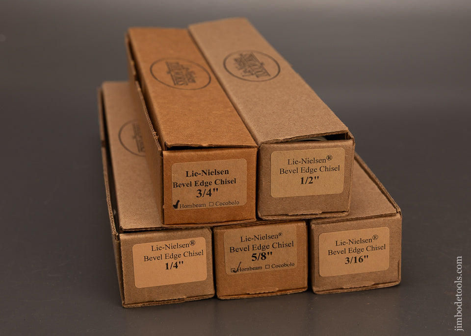 Mint-in-Box-Set-of-5-LIE-NIELSEN-Bevel-Edge-Chisels-Unused-120284-AS-OF-APR-8