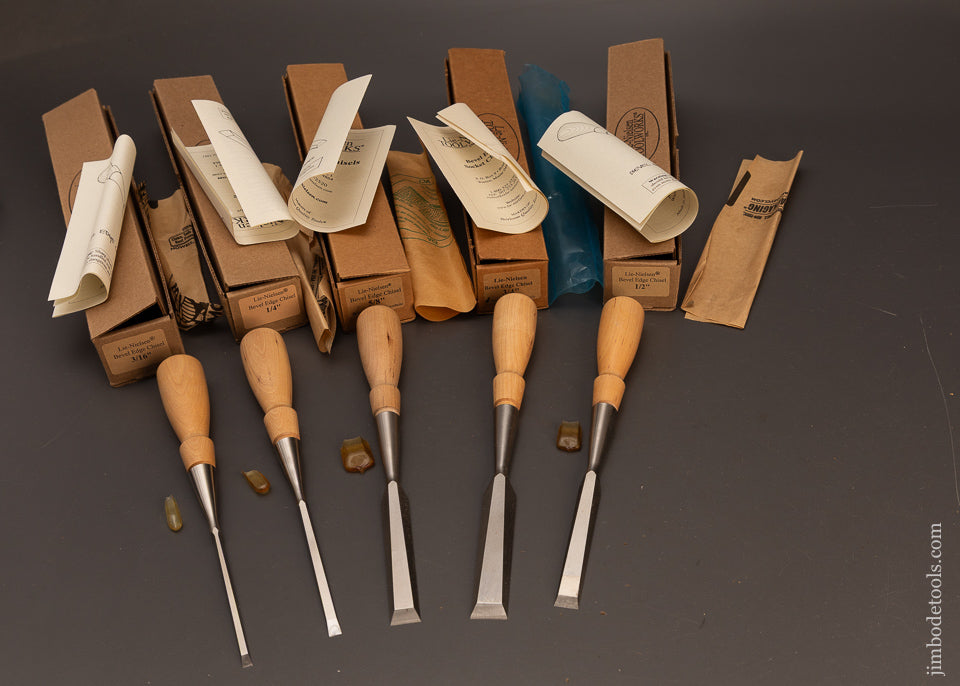 Mint-in-Box-Set-of-5-LIE-NIELSEN-Bevel-Edge-Chisels-Unused-120284-AS-OF-APR-8