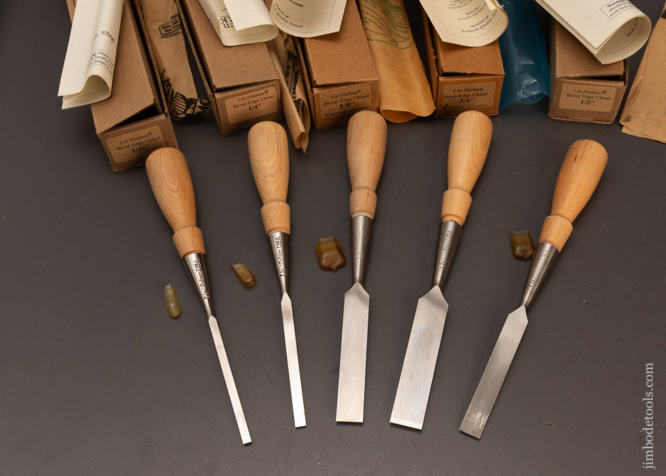 Mint-in-Box-Set-of-5-LIE-NIELSEN-Bevel-Edge-Chisels-Unused-120284-AS-OF-APR-8