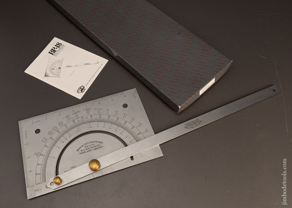 BRIDGE-CITY-TOOL-WORKS-BP-18-Bevel-Protractor-Mint-in-Box-120328