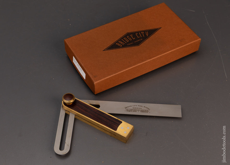 BRIDGE-CITY-TOOL-WORKS-TB-4-Complimentary-Angle-Bevel-Square-Mint-in-Box-Rosewood-120385