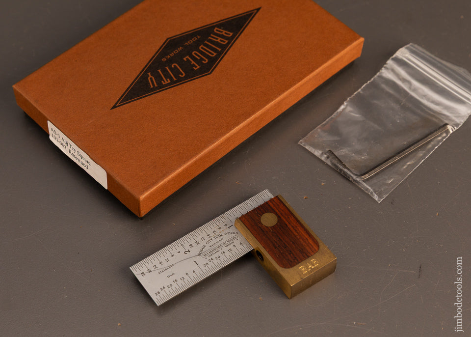 BRIDGE-CITY-TOOL-WORKS-AS-3-Adjustable-Try-Square-Rosewood-Mint-in-Box-120391