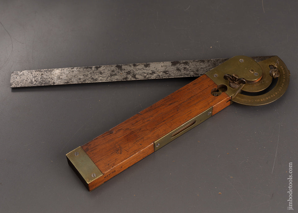 Fine-DISSTON-&-MORSS-W.T.-FISHER-PATENT-Bevel-Square-Combination-Tool-120530