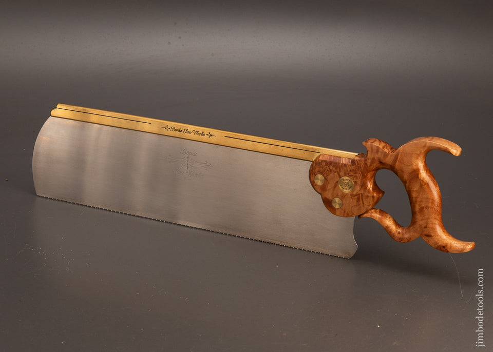 Fantastic-BONTZ-SAW-WORKS-16-Inch-Brass-Back-Tenon-Saw-Mint-in-Box-Maple-Burl-120537 - AS OF APR 23