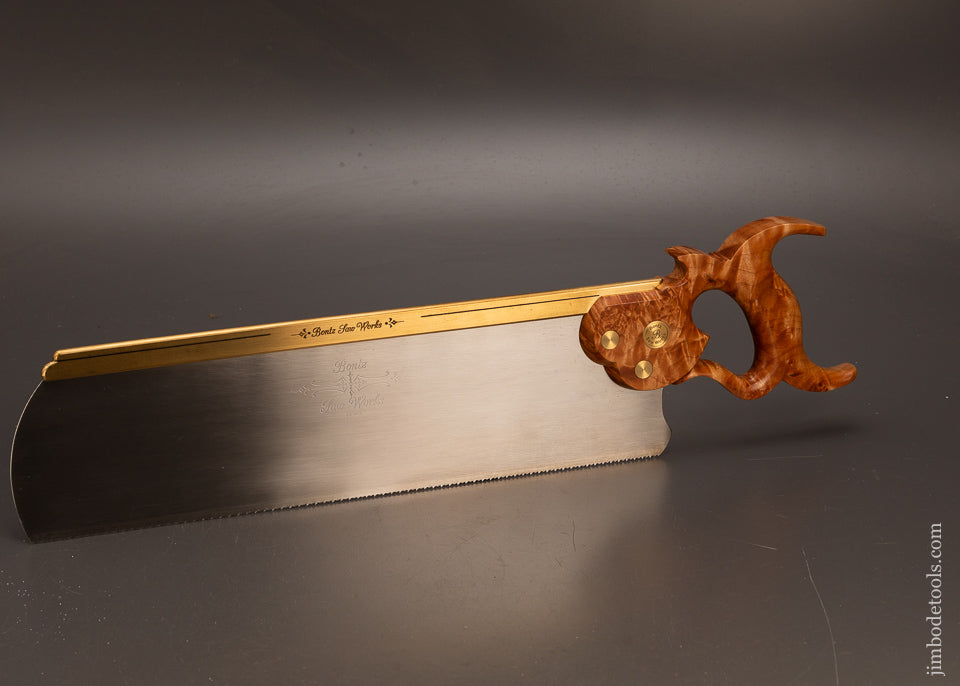 Fantastic-BONTZ-SAW-WORKS-16-Inch-Brass-Back-Tenon-Saw-Mint-in-Box-Maple-Burl-120537 - AS OF APR 23