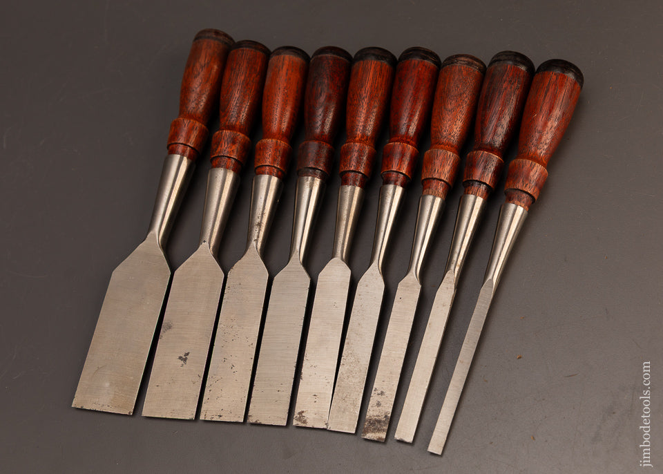 Mint-Unused-Set-of-9-New-Old-Stock-STANLEY-No.-750-Chisels-120552