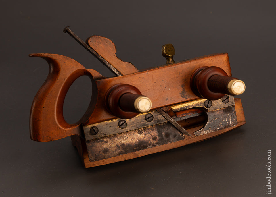 Fine-Solid-Boxwood-Plow-Plane-with-Ivory-Tips-by-T.-HOLLIDAY-CIN’TI,-OH.-120553