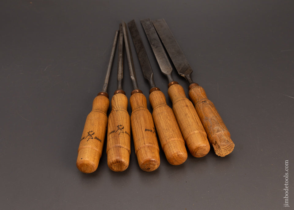 Excellent-Set-of-6-BUCK-BROS.-Long-Paring-Chisels-120556