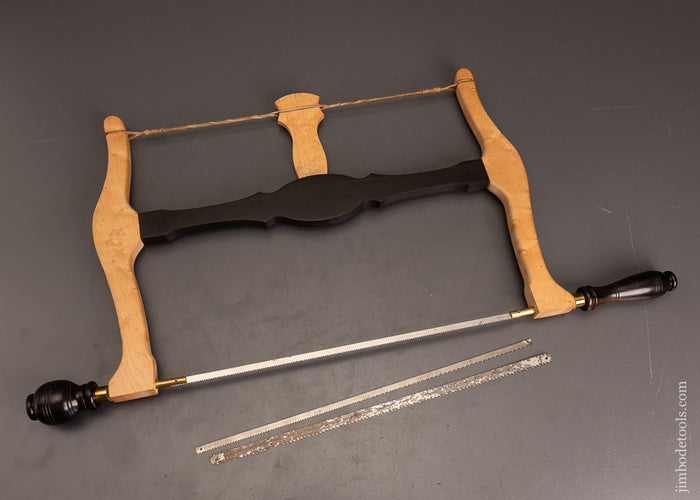 Stunning-Ebony-&-Birdseye-Maple-12-Inch-Bow-Saw-with-3-Blades-120604