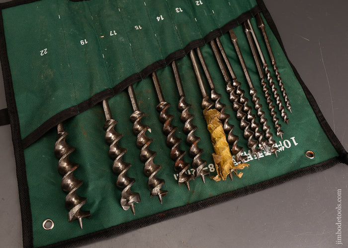 Fine-Set-of-RUSSELL-JENNINGS-Auger-Bits-in-Canvas-Roll-120611
