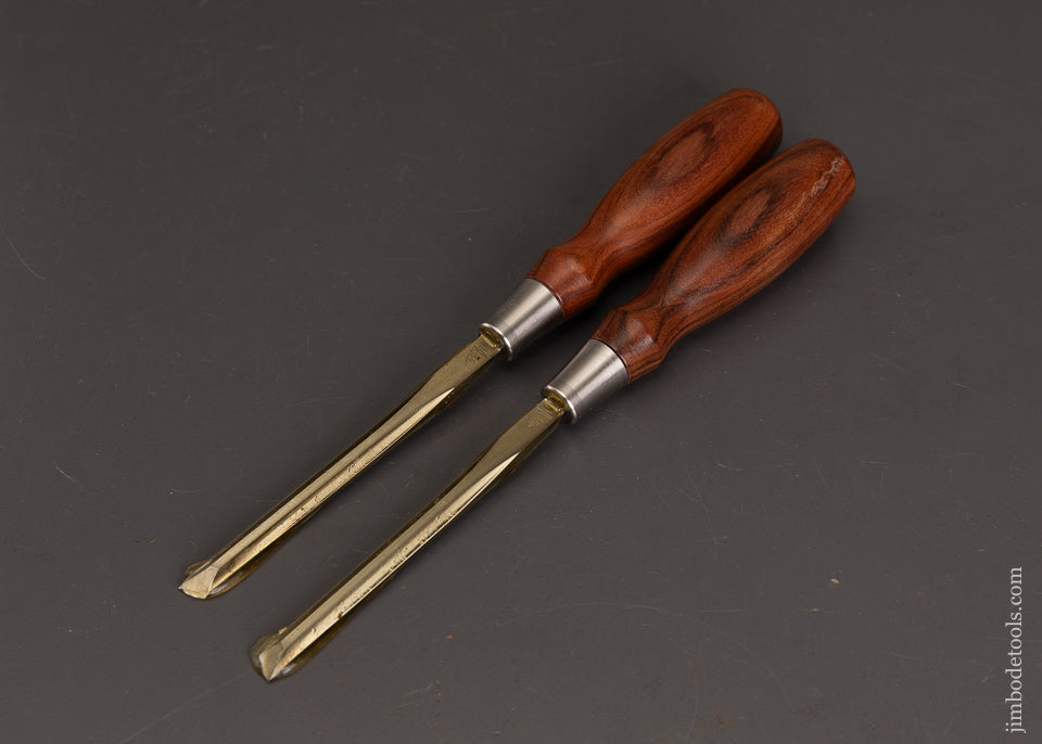 Dead-Mint-Pair-of-Right-&-Left-BRIDGE-CITY-TOOL-WORKS-Rosewood-Handled-Skew-Paring-Chisels-1/4-Inch-120657