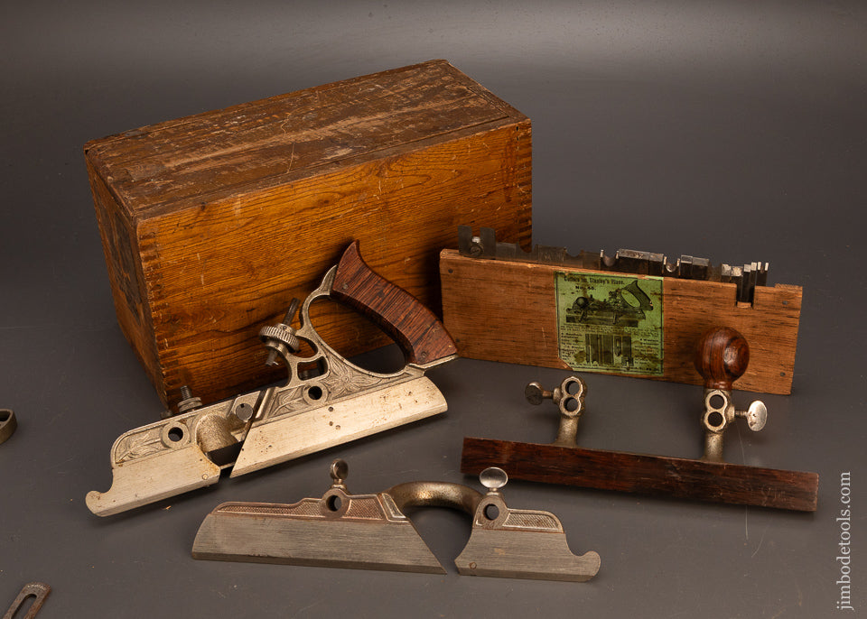Early-&-Fine-STANLEY-No.-45-Combination-Plane-100%-Original-Chestnut-Box-120744