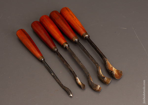 Extra-Fine-Set-of-5-BUCK-BROS.-Spoon-Gouges-Carving-120816
