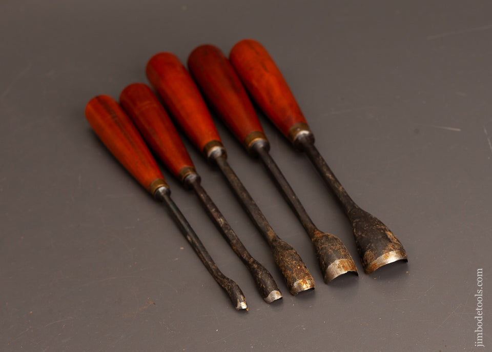 Extra-Fine-Set-of-5-BUCK-BROS.-Spoon-Gouges-Carving-120816