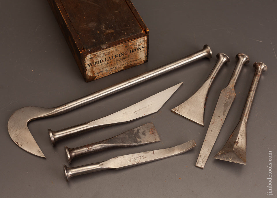 Amazing-Mint-in-Box-Set-of-7-New-Old-Stock-Caulking-Irons-BUFFUM-TOOL-CO.-120817