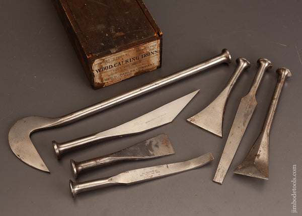Amazing-Mint-in-Box-Set-of-7-New-Old-Stock-Caulking-Irons-BUFFUM-TOOL-CO.-120817