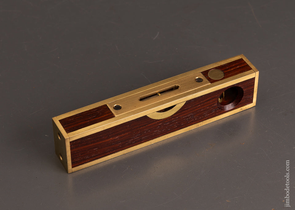 Spectacular-6-1/2-Inch-Rosewood-&-Brass-STRATTON-Level-Modern-Maker-120833