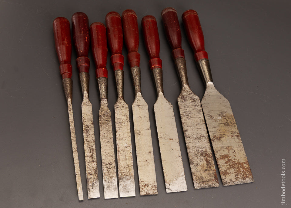 New-Old-Stock-Set-of-8-STANLEY-No.-720-Chisels-120847-AS-OF-MAY-14