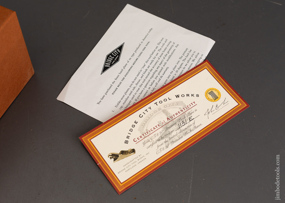Rare-Ebony-BRIDGE-CITY-TOOL-WORKS-CT-8-Low-Angle-Block-Plane-Mint-in-Box-120952-AS-OF-MAY-23