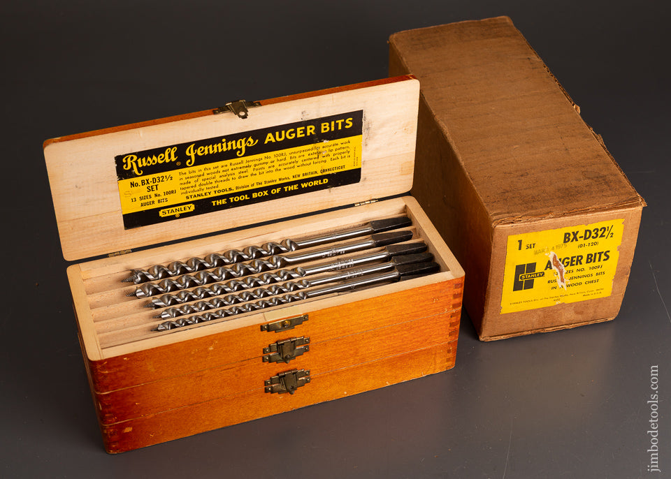 Near-Mint-Set-of-RUSSELL-JENNINGS-Auger-Bits-in-Original Box-with-Outer-Box-120970