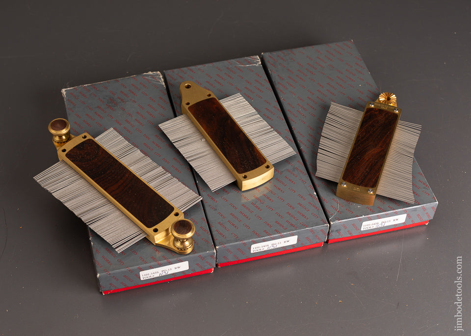 BRIDGE-CITY-TOOL-WORKS-Complete-Set-of-3-PG-13-Profile-Gauges-Rosewood-Mint in-Box-120988