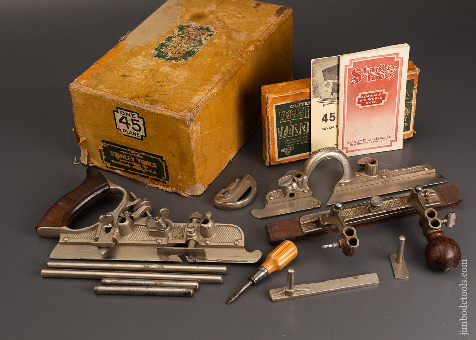 100%-Complete-&-Fine-STANLEY-No.-45-Combination-Plane-in-Original-Box-121028
