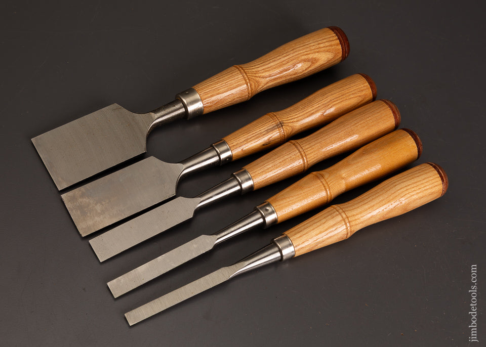 Dead-Mint-New-Old-Stock-Set-of-5-BUCK-BROS.-Firmer-Chisels-121182