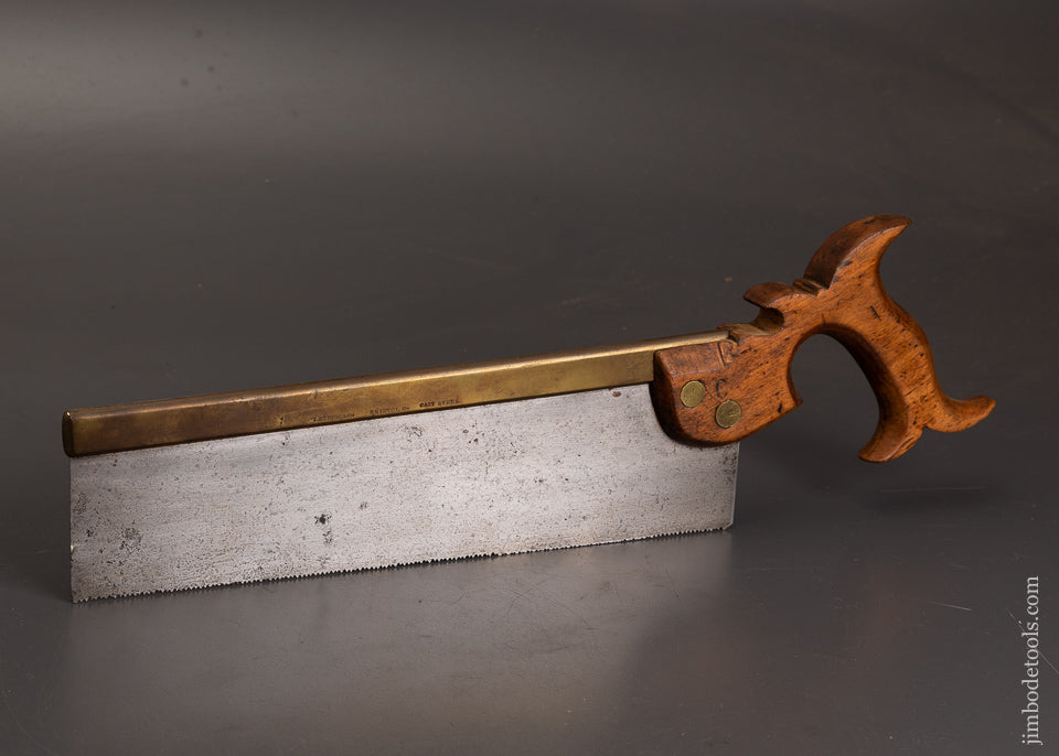Rare-I.-ATKINS-&-CO.-BRISTOL,-CT-Brass-Back-Dovetail-Saw-121205