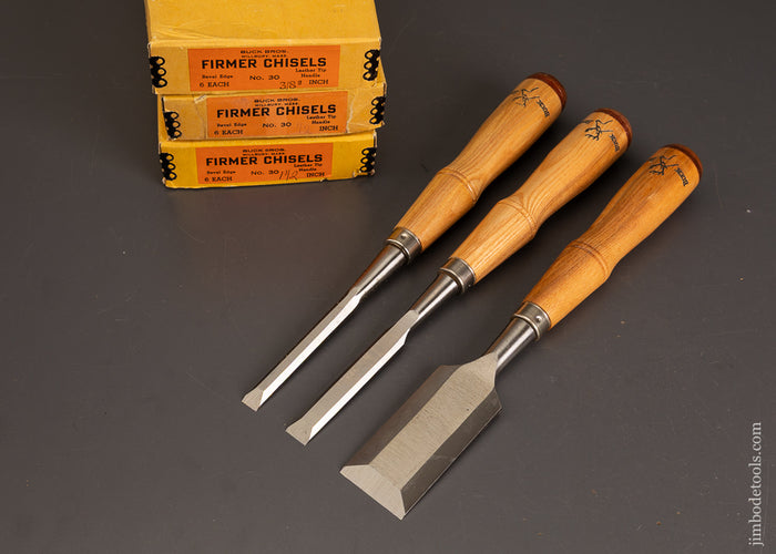 New-Old-Stock-Mint-in-Box-BUCK-BROS.-Set-of-3-Chisels-121263