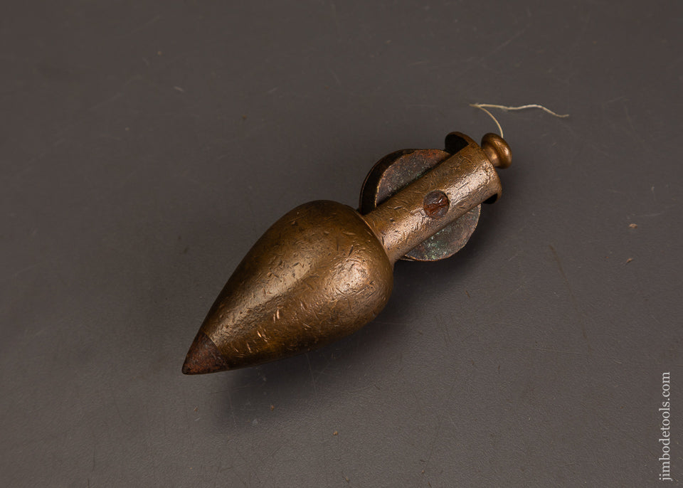 Rare-STANLEY-No.-2-Brass-Plumb-Bob-with-Reel-121293