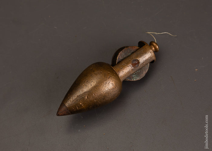 Rare-STANLEY-No.-2-Brass-Plumb-Bob-with-Reel-121293