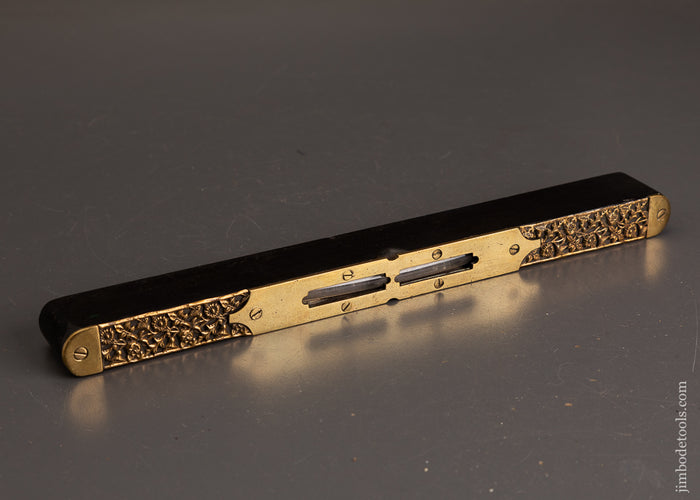 Stunning-Ebony-&-Brass-Repousse-Level-121295