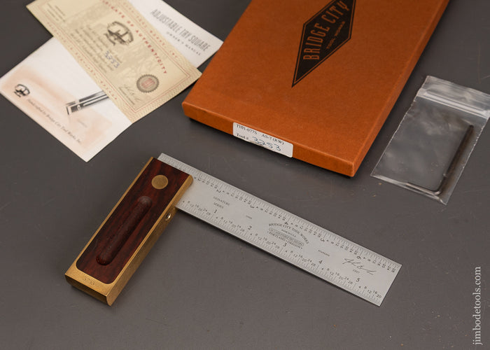 Mint-in-Box-BRIDGE-CITY-TOOL-WORKS-Rosewood-AS-7-Adjustable-Try-Square-121323