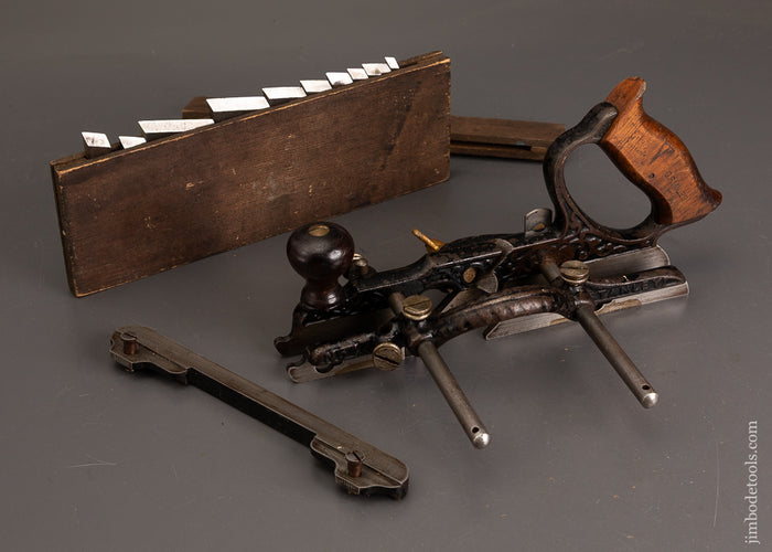 Fine-Early-STANLEY-No.-46-Skew-Plow-Plane-with-10-Cutters-121456