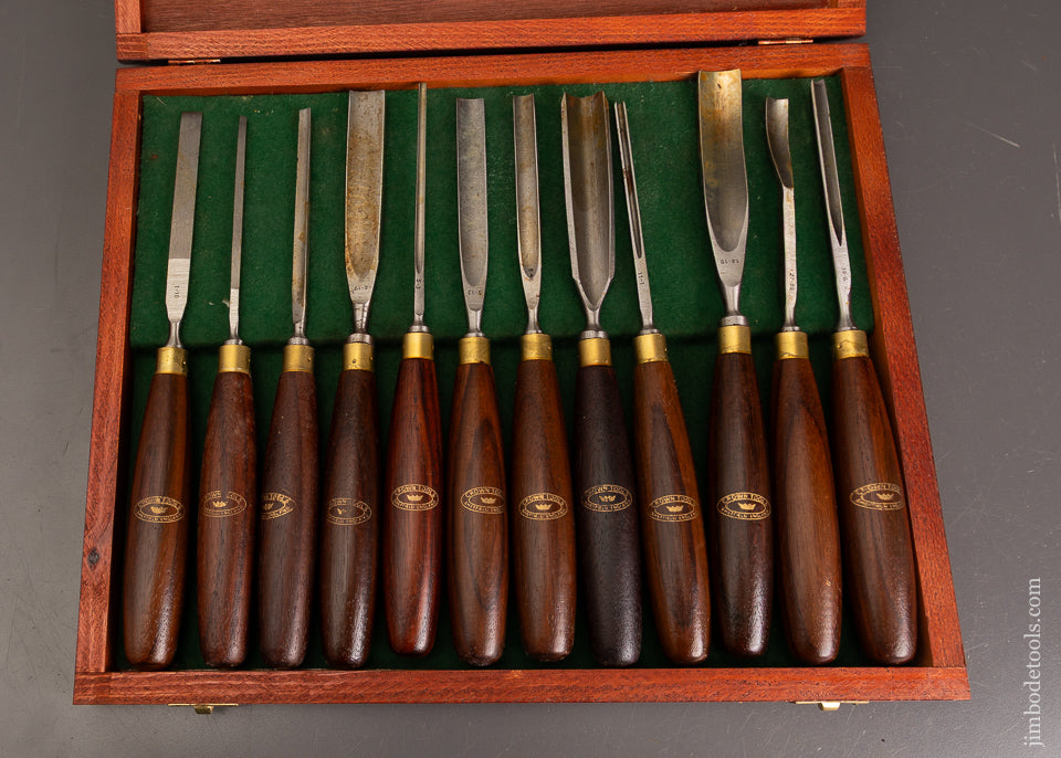 Fine-Boxed-Set-of-12-Rosewood-Handled-Carving-Chisels-by-CROWN-121489