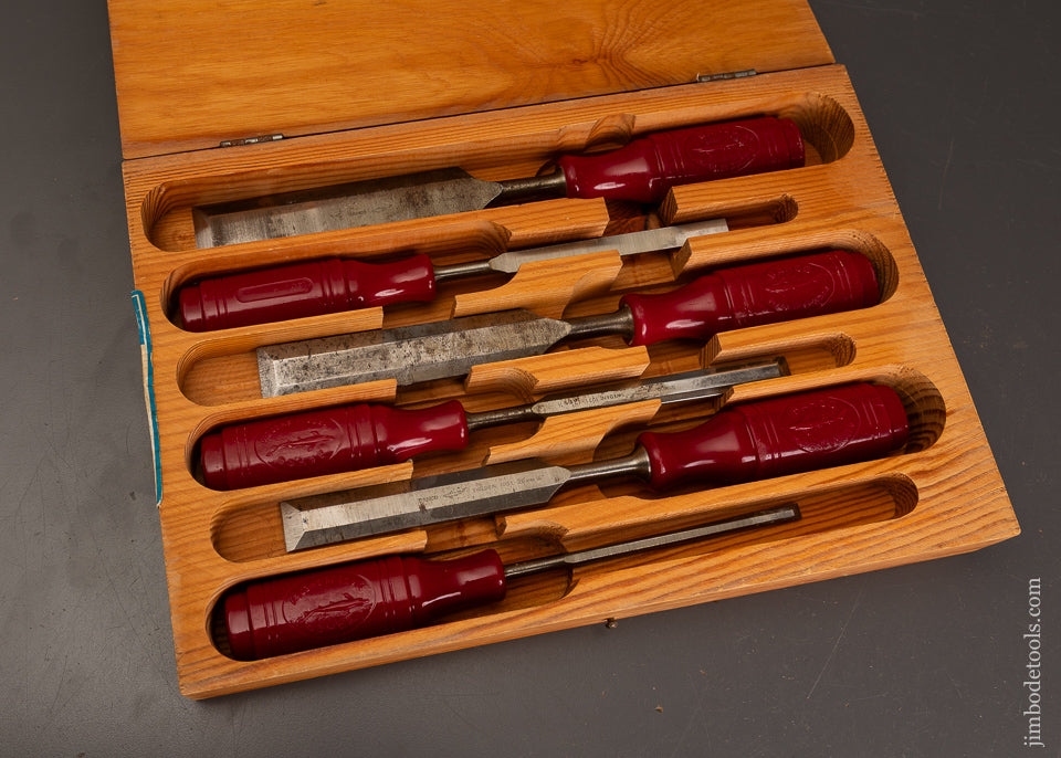 E.A.-BERG-Shark-Brand-BAHCO-6-Piece-Chisel-Set-in-Original-Box-121556